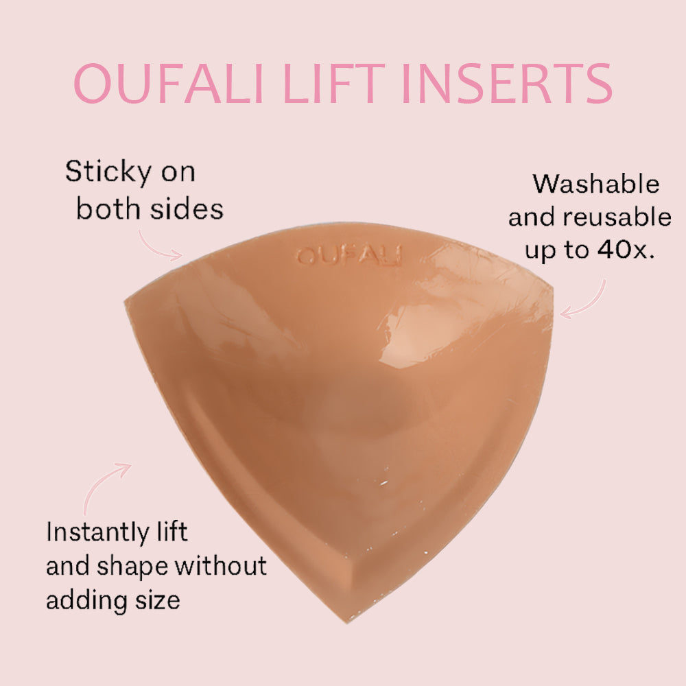 OUFALI Large Size Lift Inserts Double-Sided Sticky Lightly Padded Adhesive Lifting Bra Washable Reusable for D+ Cup
