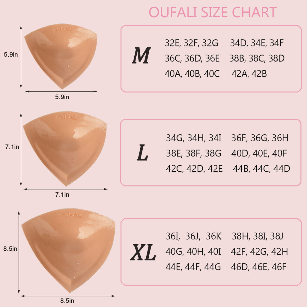 OUFALI Large Size Lift Inserts Double-Sided Sticky Lightly Padded Adhesive Lifting Bra Washable Reusable for D+ Cup