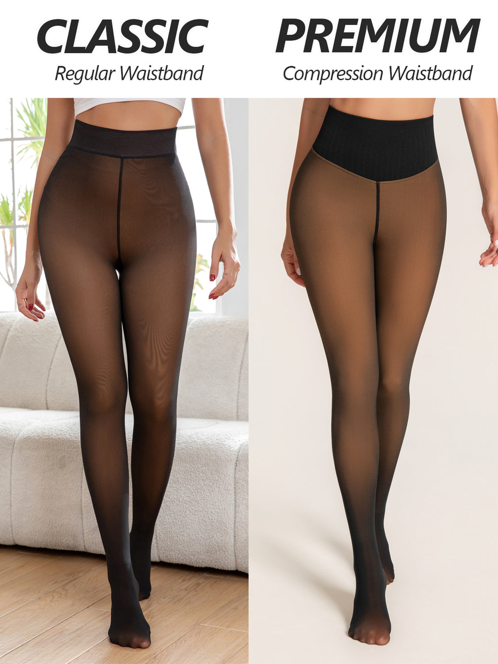 OUFALI One-Seam & 4 Shades Fleece Lined Tights