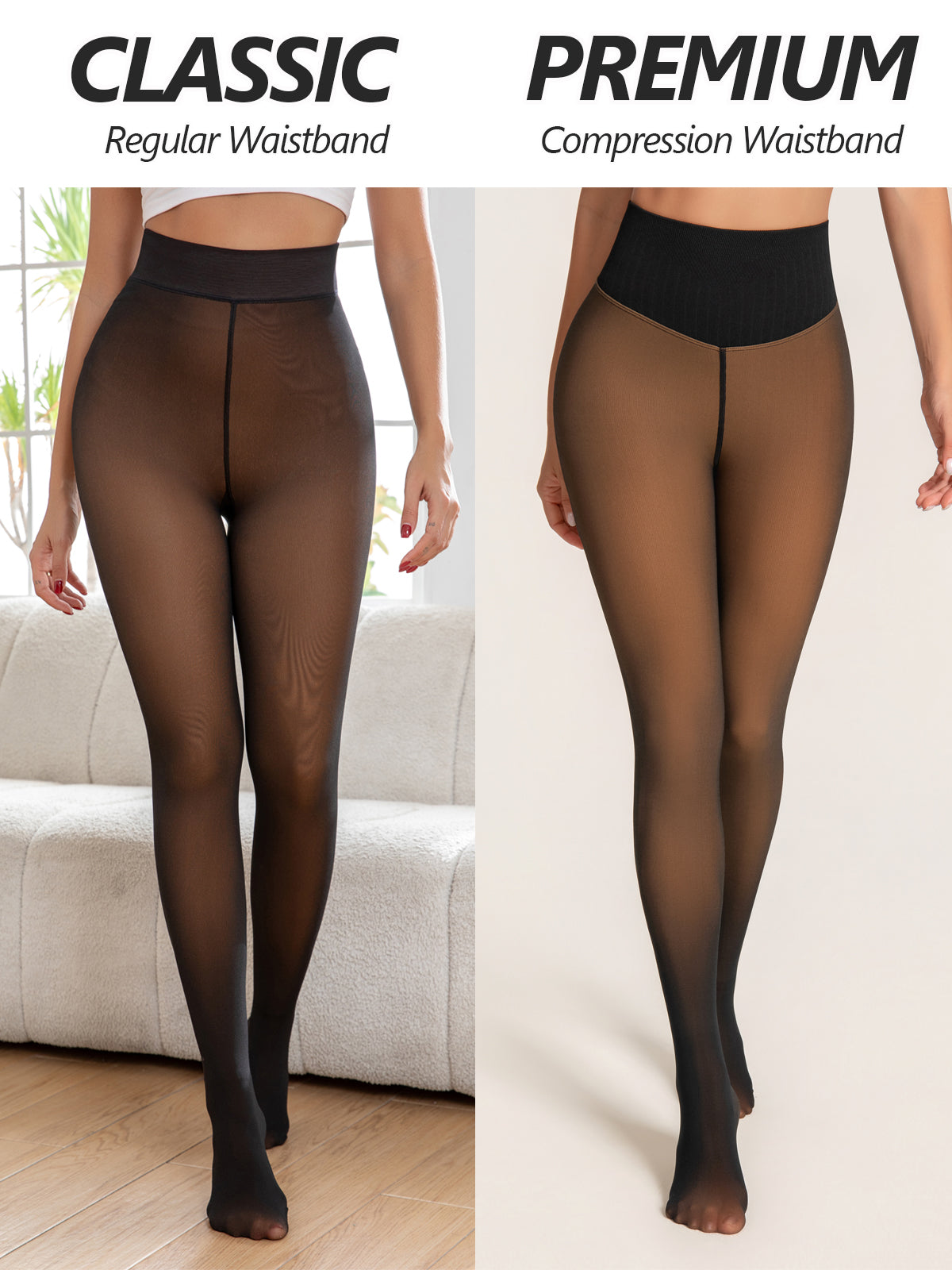 OUFALI One-Seam & 4 Shades Fleece Lined Tights